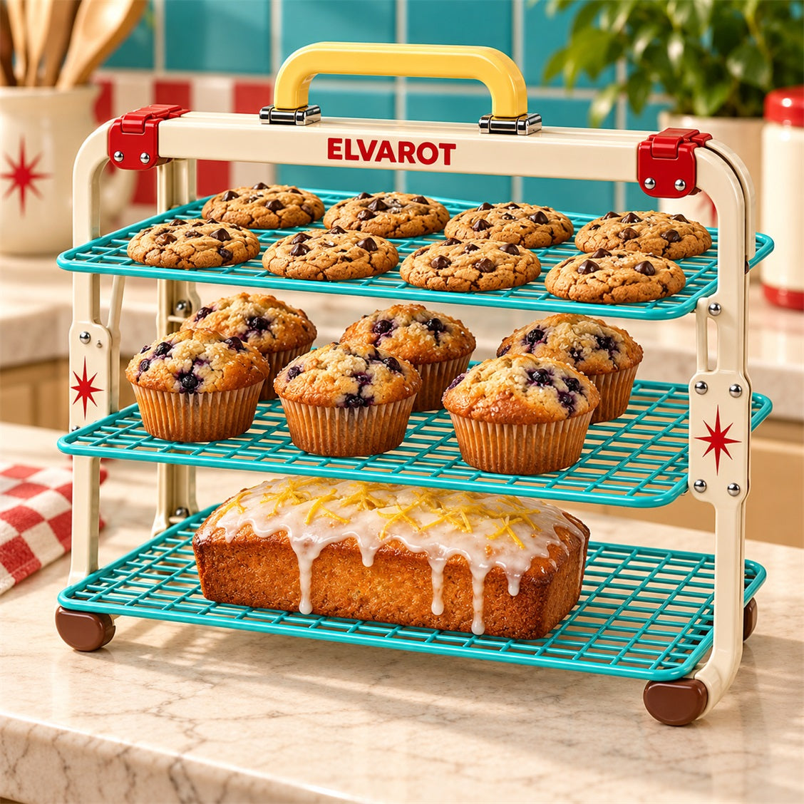 Elvarot Three-Tier Folding Cooling Rack - secondary product or use view